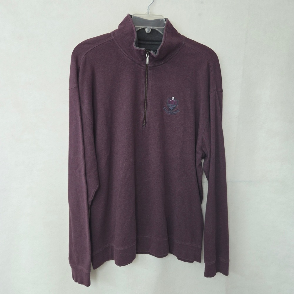 Page & Tuttle Quarter-Zip Pullover Mens XL Burgundy Silver‎ Bay Golf Club Cotton